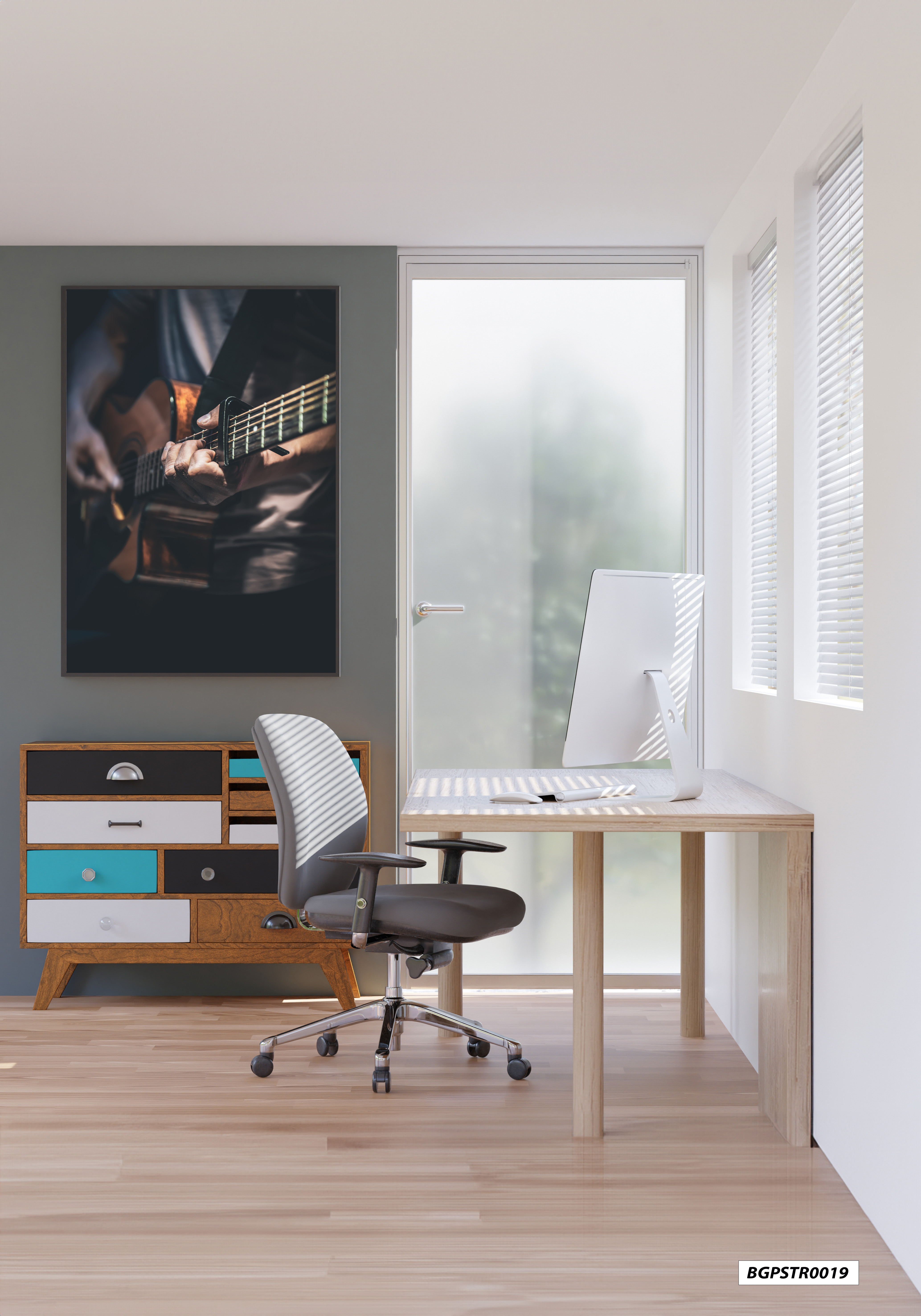 Bizerk Görsel Akustik Gitar Çalan Adam Yakın Çekim ÇERÇEVESİZ Fotoğraf Baskı Poster  BGPSTR0019