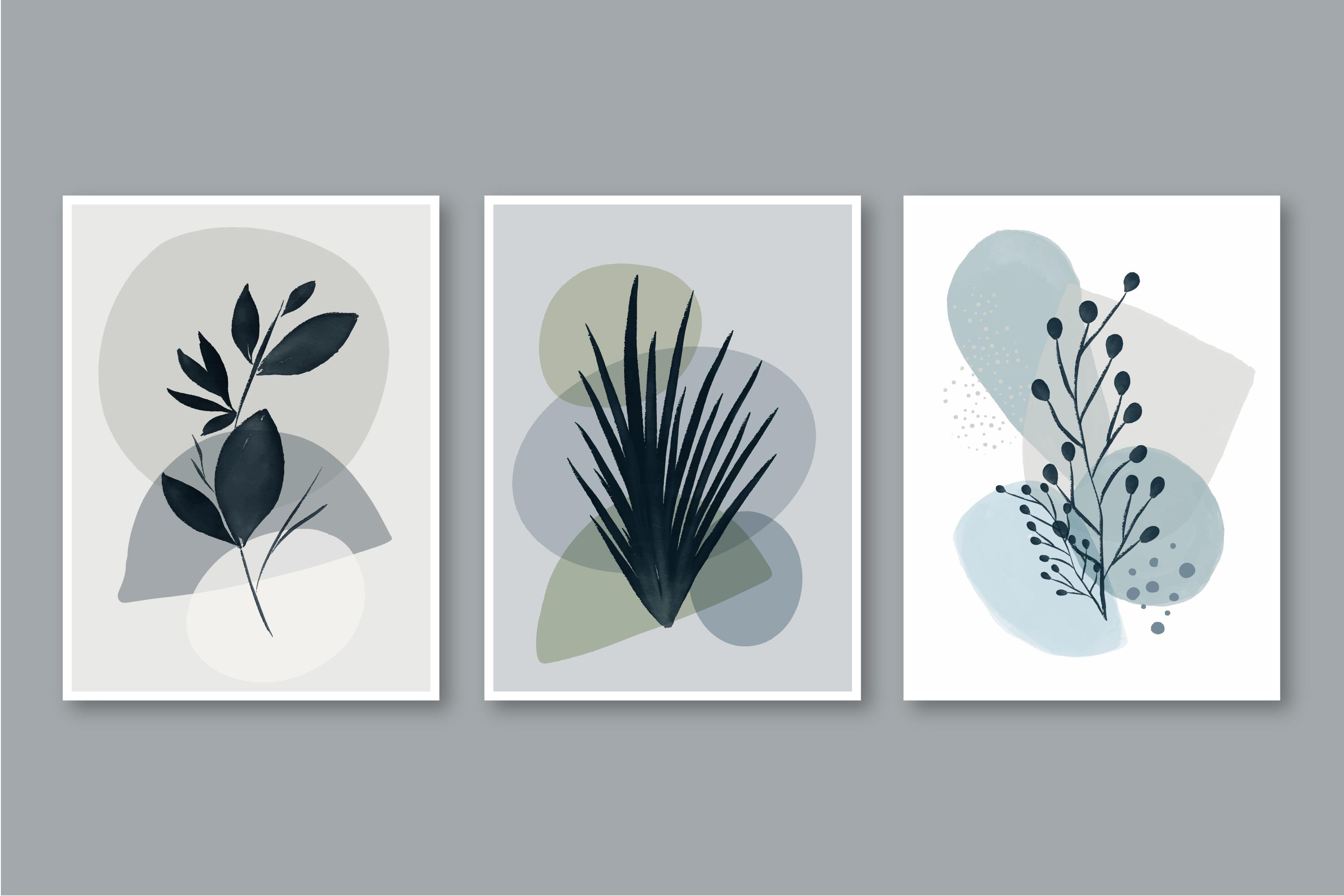 Bizerk Görsel Soyut Dekoratif Vintange Retro Bohem Boho Art 3lü Çerçevesiz Fotoğraf Baskı Poster