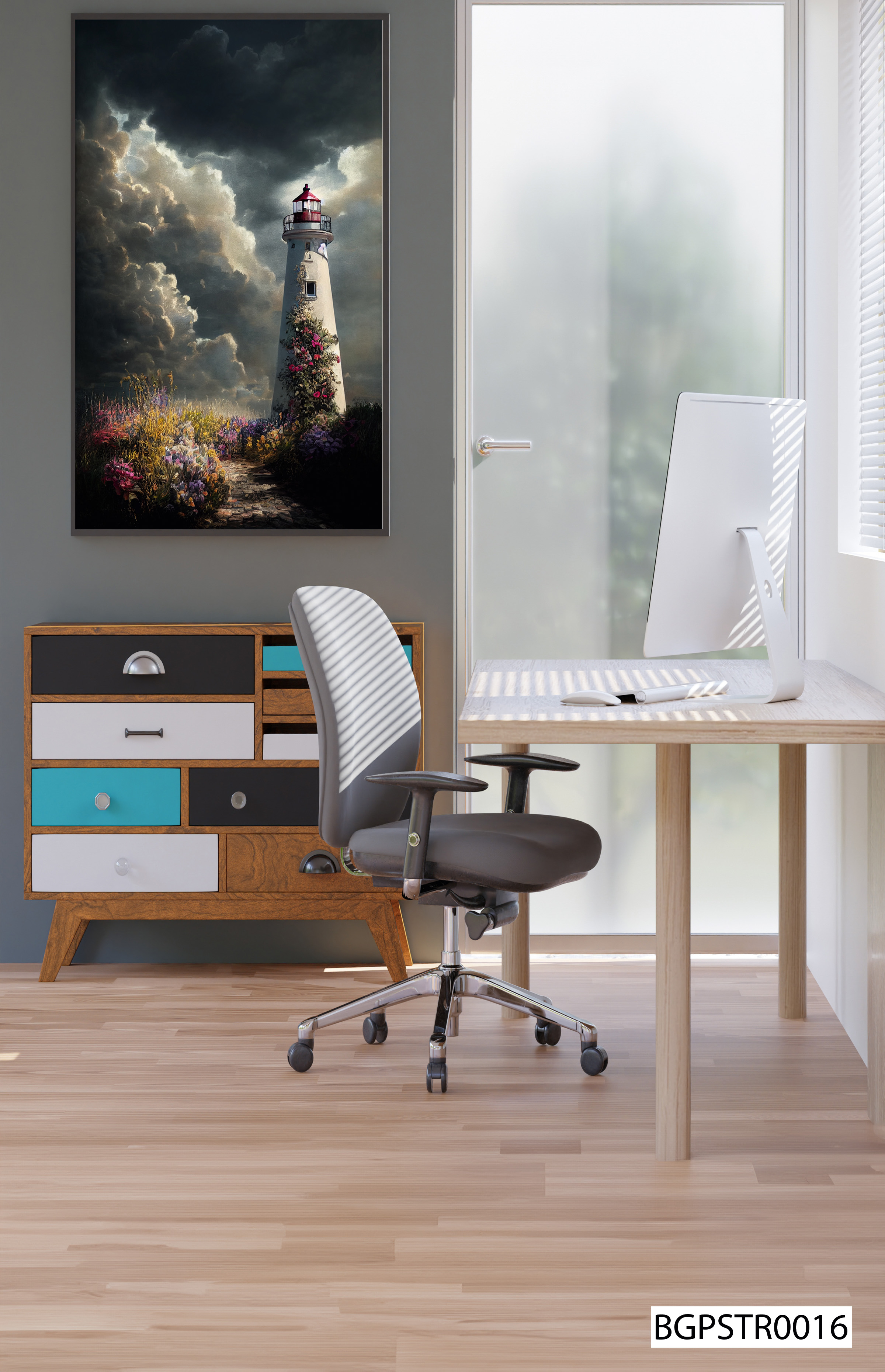 Bizerk Görsel Deniz Feneri Lighthouse Yağlıboya Tarzı ÇERÇEVESİZ Fotoğraf Baskı Poster BGPSTR0016