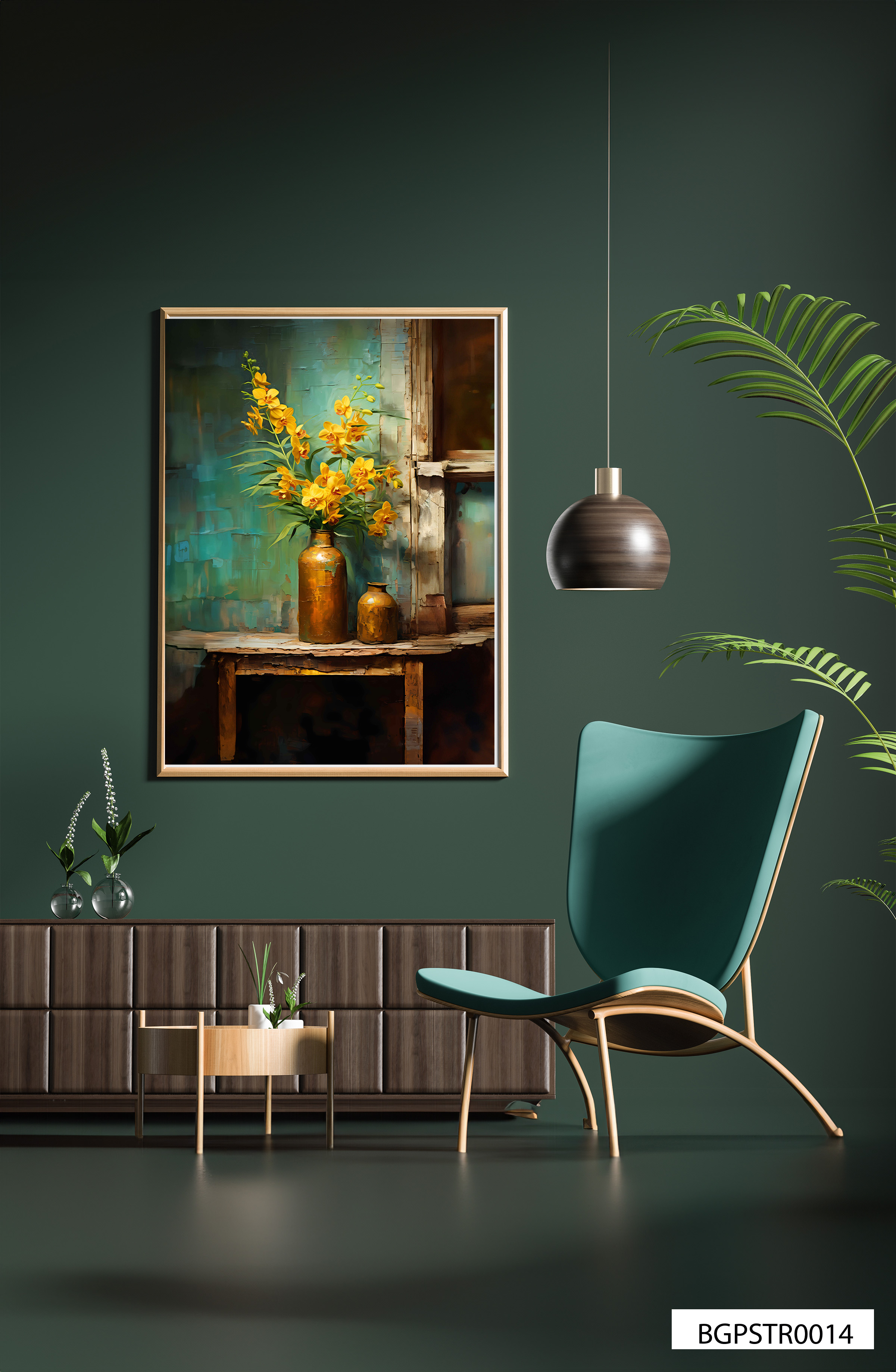 Bizerk Görsel Natürmort, Vazolar Sarı Orkide Çiçek ÇERÇEVESİZ Fotoğraf Baskı Poster BGPSTR0014