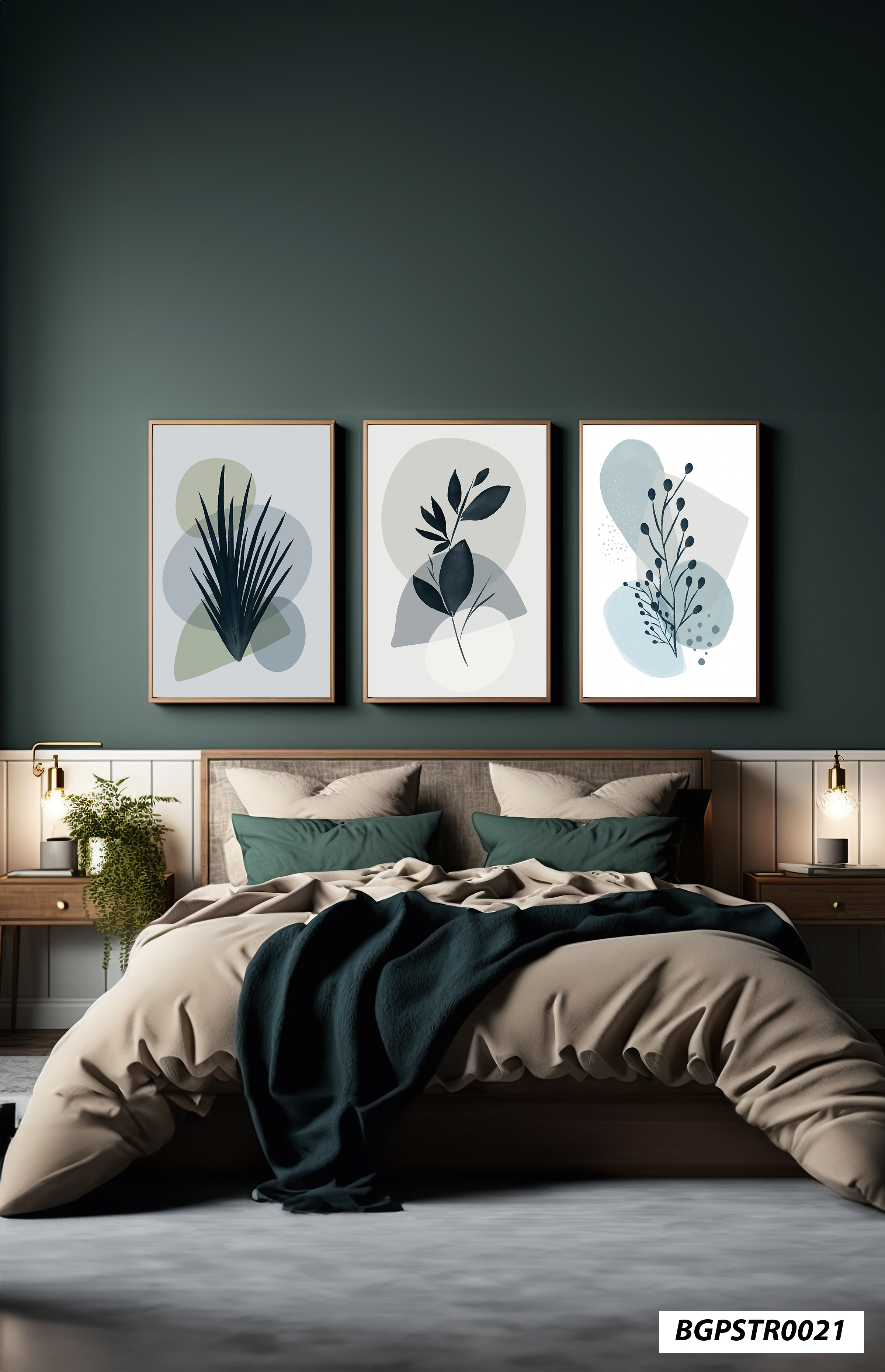 Bizerk Görsel Soyut Dekoratif Vintange Retro Bohem Boho Art 3lü Çerçevesiz Fotoğraf Baskı Poster