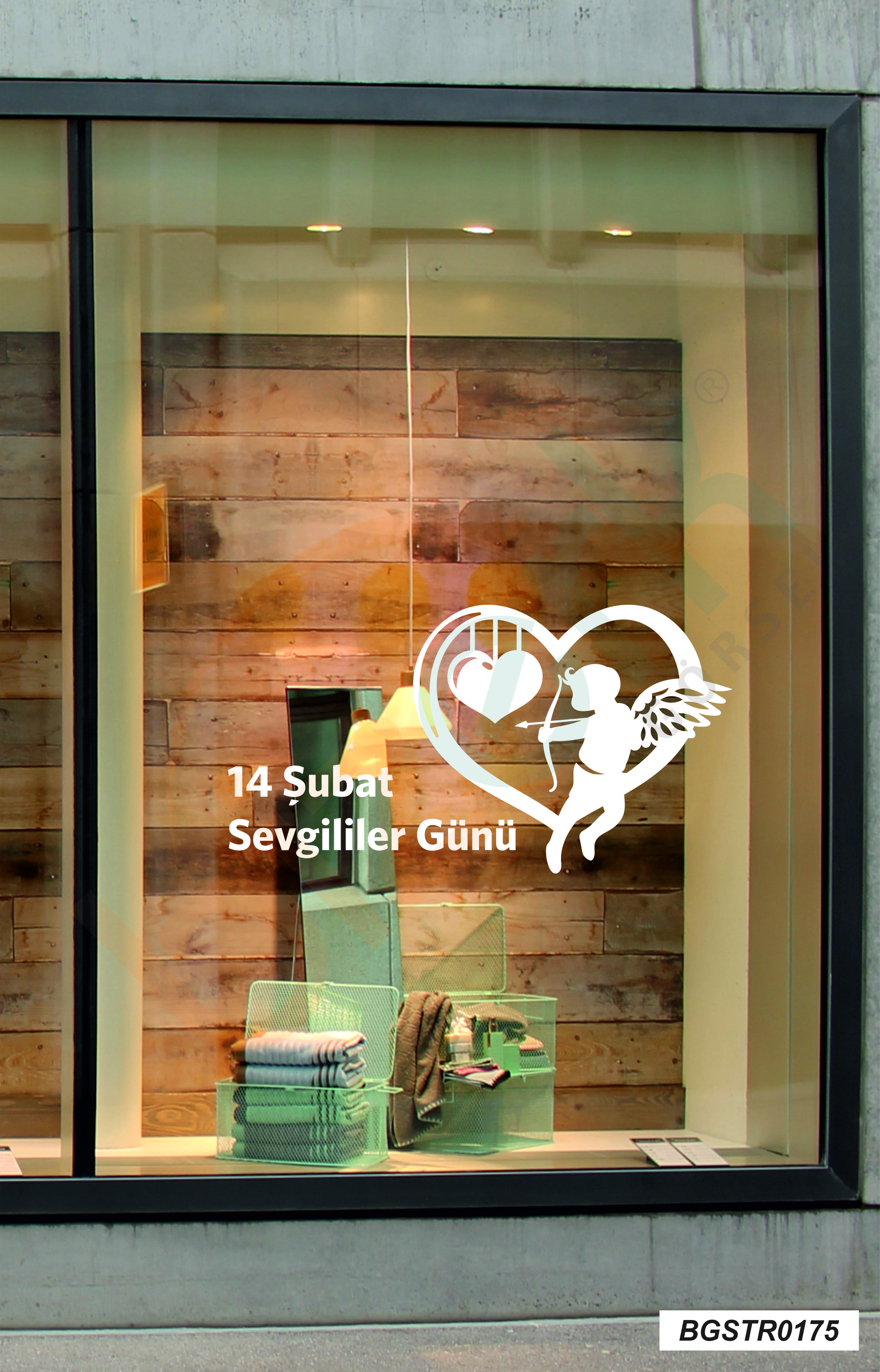 Bizerk Görsel 14 Şubat Sevgililer Günü Valentine's Day beyaz melek Vitrin Sticker